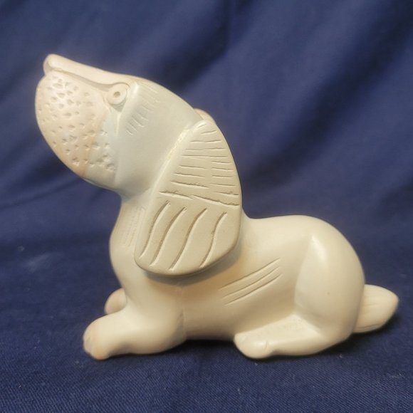 Dog Figurine Soapstone Laying Long Ears Stone - Picture 4 of 10